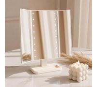OHS 3 Way Vanity Mirror Trifold Makeup Mirror with 16 LED Lights, Natural