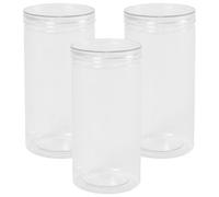 OHS 3 X Storage Jar Round Plastic Food Organiser Tea Coffee Sugar Holder, Large