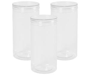 OHS 3 X Storage Jar Round Plastic Food Organiser Tea Coffee Sugar Holder, Large