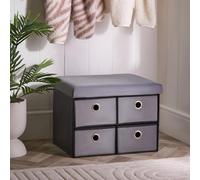 Ohs 4 Drawer Matte Velvet Ottoman Storage Cube Chest Shoe Organiser