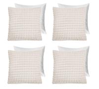 OHS 4 Pack Bobble Filled Cushion Covers Home Decor Set in Cream | Size: 45 cm x 45 cm OHS Cream 45 cm x 45 cm