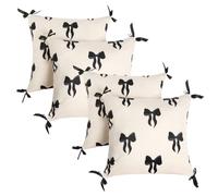 OHS 4 Pack Cushion Covers 45 x 45, Matte Velvet Bow Print Decorative Square Throw Pillow Cover with Invisible Home Decor Cute Bow Cushion Covers for Living Room Bedroom, Monochrome