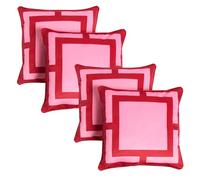 OHS 4 Pack Cushion Covers 45 x 45 Square Print, Matte Velvet Soft Decorative Square Throw Pillow Cover with Invisible Zipper Home Decoration Cushion Covers for Living Room Bedroom, Hot Pink/Red