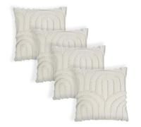 OHS 4 Pack Cushion Covers 45 x 45cm, Super Soft Decorative Tufted Arch Design Neutral Tone Throw Pillow Covers with Invisible Zipper For Sofa Bed Livingroom, Stone