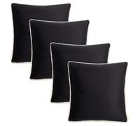 OHS 4 Pack Cushion Covers Matte Velvet Piped Edge, Ultra Soft Velvet Decorative Throw Pillowcases with Invisible Zipper For Sofa Bed Livingroom, Monochrome-45x45cm