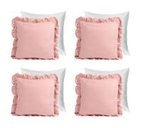 OHS 4 Pack Faux Linen Frill Filled Cushion Cover, Blush - 45 X 45Cm