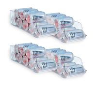 OHS 4 Pack Fridge Can Dispenser Stackable Drinks Can Holder Storage, Clear