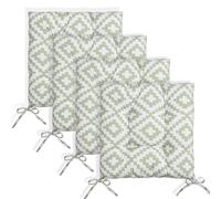 OHS 4 Pack Garden Chair Cushions, Outdoor Seat Pads For Dining Chairs Soft Comfy Dining Chair Cushions with Ties For Indoors Outdoor Kitchen, Sage - 40x40cm, Geometric Print