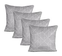 OHS 4 Pack Geo Matte Velvet Cushion Covers in Light Grey | Size: 45 cm x 45 cm OHS Light Grey 45 cm x 45 cm