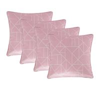 OHS 4 Pack Geo Matte Velvet Cushion Covers in Pink | Size: 45 cm x 45 cm OHS Pink 45 cm x 45 cm
