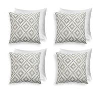 OHS 4 Pack Geometric Cushion Cover Filled Water Resistant Outdoor Garden in Green | Size: 45 cm x 45 cm OHS Green 45 cm x 45 cm