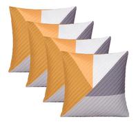 OHS 4 Pack Geometric Pinsonic Cushion Covers, Ochre - 45 X 45Cm