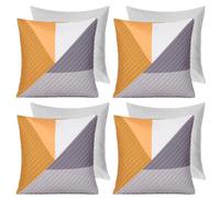 OHS 4 Pack Geometric Pinsonic Filled Cushion Covers, Ochre - 45 X 45Cm
