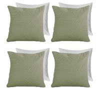 OHS 4 Pack Leaf Pinsonic Filled Cushion Covers in Light Green | Size: 45 cm x 45 cm OHS Light Green 45 cm x 45 cm