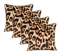 OHS 4 Pack Leopard Matte Velvet Cushion Covers in Natural | Size: 45 cm x 45 cm OHS Natural 45 cm x 45 cm