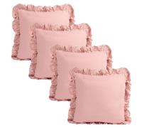 OHS 4 Pack Linen Frill Cushion Covers Home Living in Pink | Size: 45 cm x 45 cm OHS Pink 45 cm x 45 cm
