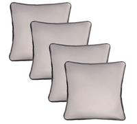 OHS 4 Pack Matte Velvet Piped Cushion Covers, Grey - 45 X 45Cm