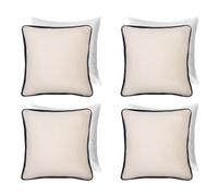 OHS 4 Pack Matte Velvet Piped Filled Cushion Covers, Cream - 45 X 45Cm