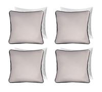 OHS 4 Pack Matte Velvet Piped Filled Cushion Covers, Grey - 45 X 45Cm