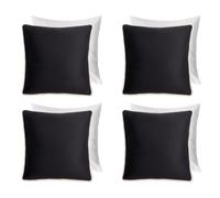 OHS 4 Pack Matte Velvet Piped Filled Cushion Covers Home Decor Set in Black | Size: 45 cm x 45 cm OHS Black 45 cm x 45 cm