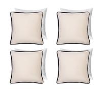 OHS 4 Pack Matte Velvet Piped Filled Cushion Covers Home Decor Set in Cream | Size: 45 cm x 45 cm OHS Cream 45 cm x 45 cm
