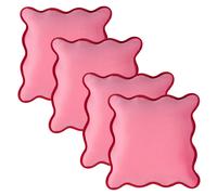 OHS 4 Pack Matte Velvet Scallop Edge Cushion Covers Home Decor Set in Pink | Size: 45 cm x 45 cm OHS Pink 45 cm x 45 cm