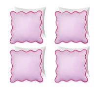 OHS 4 Pack Matte Velvet Scallop Edge Filled Cushion Cover, Pink/lilac - 45 X 45Cm