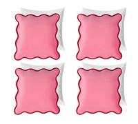 OHS 4 Pack Matte Velvet Scallop Edge Filled Cushion Cover, Pink/red - 45 X 45Cm