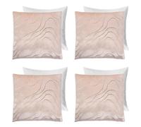 OHS 4 Pack Metallic Wave Filled Cushion Covers Home Decor Set in Natural | Size: 45 cm x 45 cm OHS Natural 45 cm x 45 cm