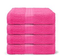 Ohs 4 Pack Of 100% Cotton Bath Towel, 70 X 115Cm - Bright Pink