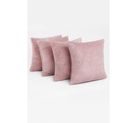 OHS 4 Pack of Waffle Fleece Square Cushion Covers in Light Pink | Size: 45 cm x 45 cm OHS Light Pink 45 cm x 45 cm