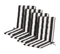 OHS 4 Pack Outdoor Cushions Seat Pads, Stripe Garden Chair Cushions Waterproof High Back Seat Cushions with Ties for Garden Bistro Chairs Sun Loungers Indoor Outdoor Seat Pads, Mono - 47 x 105cm