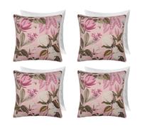 OHS 4 Pack Printed Floral Filled Cushion Covers Home Decor Set in Pink | Size: 45 cm x 45 cm OHS Pink 45 cm x 45 cm