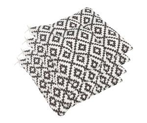 OHS 4 Pack Seat Pads for Dining Chairs Geometric, Water Resistant Outdoor Cushions Soft Comfy Chair Cushions with Ties for Garden Furniture Bistro Chairs Dining Chair Seat Pads, Grey/White