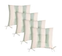 OHS 4 Pack Seat Pads for Dining Chairs, Stripe Chair Cushions Soft Comfy Outdoor Cushions with Ties for Garden Furniture Bistro Chairs Kitchen Dining Chair Seat Pads, Sage/Cream - 40 x 40cm