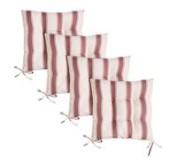 OHS 4 Pack Seat Pads Garden Chair Cushions Stripe, Soft Comfy Indoor Outdoor Seat Cushions with Ties for Garden Furniture Bistro Chairs Kitchen Dining Chair Cushions, Chocolate/Cream - 40 x 40cm