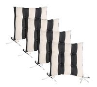 OHS 4 Pack Seat Pads Garden Chair Cushions Stripe, Soft Comfy Indoor Outdoor Seat Cushions with Ties for Garden Furniture Bistro Chairs Kitchen Dining Chair Cushions, Monochrome - 40 x 40cm