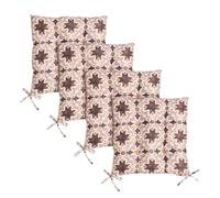 OHS 4 Pack Seat Pads Garden Chair Cushions Tile Print, Soft Comfy Indoor Outdoor Seat Cushions with Ties for Garden Furniture Bistro Chairs Kitchen Dining Chair Cushions, Natural - 40 x 40cm