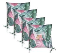 OHS 4 Pack Seat Pads Water Resistant Garden Chairs Cover Outdoor Cushions in Pink | Size: 40 cm x 40 cm OHS Pink 40 cm x 40 cm