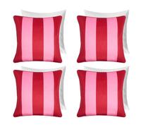 OHS 4 Pack Stripe Filled Cushion Cover, Red/pink - 45 X 45Cm