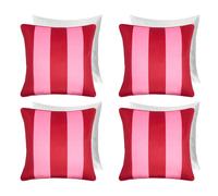 OHS 4 Pack Stripe Filled Cushion Covers Home Decor Set in Pink | Size: 45 cm x 45 cm OHS Pink 45 cm x 45 cm