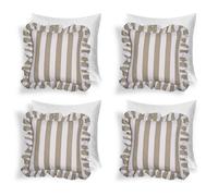 OHS 4 Pack Stripe Frill Filled Cushion Cover in Green | Size: 45 cm x 45 cm OHS Green 45 cm x 45 cm