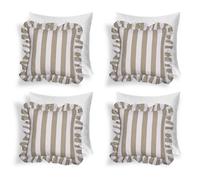 OHS 4 Pack Stripe Frill Filled Cushion Cover, Sage - 45 X 45Cm