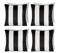 OHS 4 Pack Stripe Matte Velvet Filled Cushion Covers, Mono - 45 X 45Cm