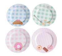 OHS 4 Pack Sweetie Pies Serving Plates 10 Inch Melamine Tea Plates, Multi