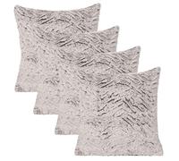 OHS 4 Pack Two Tone Faux Fur Fleece Cushion Covers, Natural - 45 X 45Cm