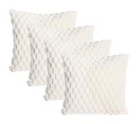 OHS 4 Pack Waffle Faux Fur Cushion Covers - 45 x 45cm in Cream | Size: 45 cm x 45 cm OHS Cream 45 cm x 45 cm