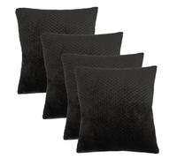 OHS 4 Pack Waffle Fleece Cushion Covers, Black - 45 X 45Cm