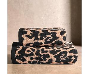 OHS 4 Piece Bath Towels Set, Super Soft 100% Cotton High Absorbent Jacquard Leopard Print Large Bath Towels Luxury Spa Quality For Bathroom Daily Use, Natural-70x115cm