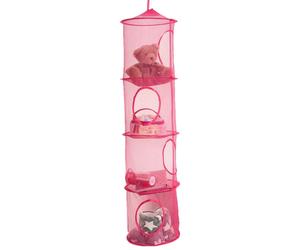 OHS 4 Tier Large Toys Storage Hanging Net Organiser Basket in Pink OHS Pink